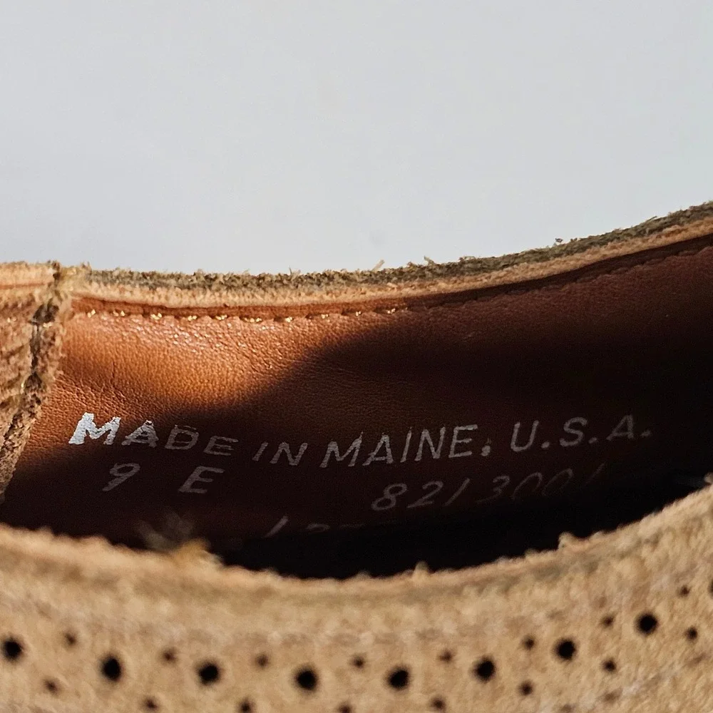 Rancourt & Co J.L. Powell Oxfords Mens 9 E Brown Suede Wingtip Brogue Maine USA